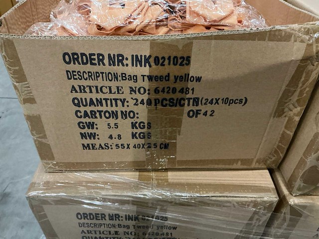 Partij bags tweed yellow 13x13x11,5cm (3500x) - afbeelding 3 van  4
