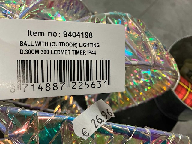 Partij ball with (outdoor) lighting d30cm 300 led met timer ip44 (13x) - afbeelding 2 van  3