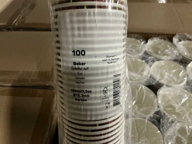 Partij bekers schotse ruit 180ml (20000x) - afbeelding 4 van  5