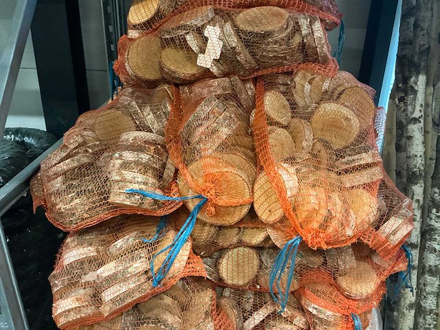 Partij berkenschijven diameter 10-12/d2cm (70x) - afbeelding 2 van  3