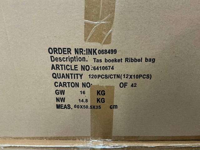 Partij boekettassen ribbel 24x24x24cm (1110x) - afbeelding 4 van  4