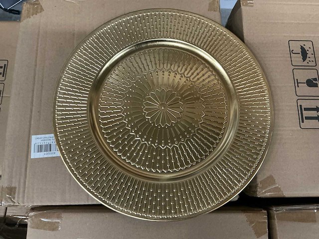 Partij bord rond 33x33x2cm goud (792x) - afbeelding 1 van  4
