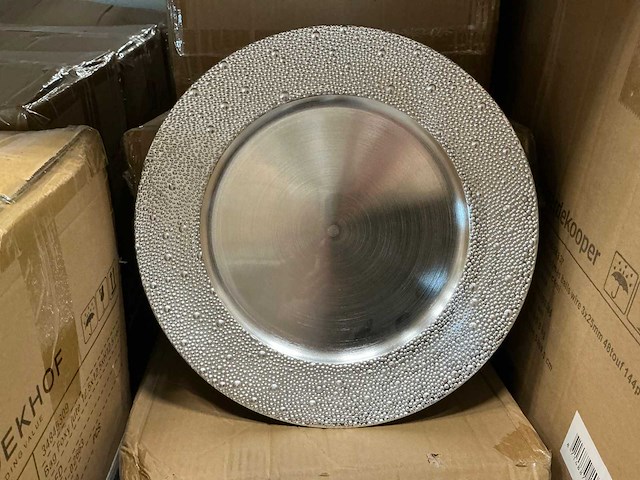 Partij bord rond 33x33x2cm zilver (792x) - afbeelding 1 van  3