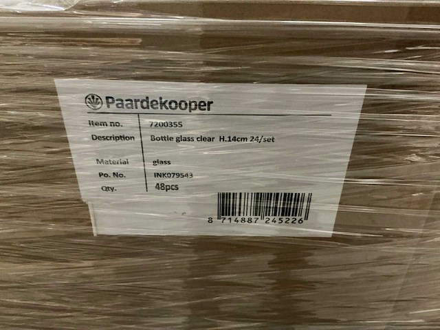 Partij bottle glass clear h14cm (1440x) - afbeelding 5 van  5
