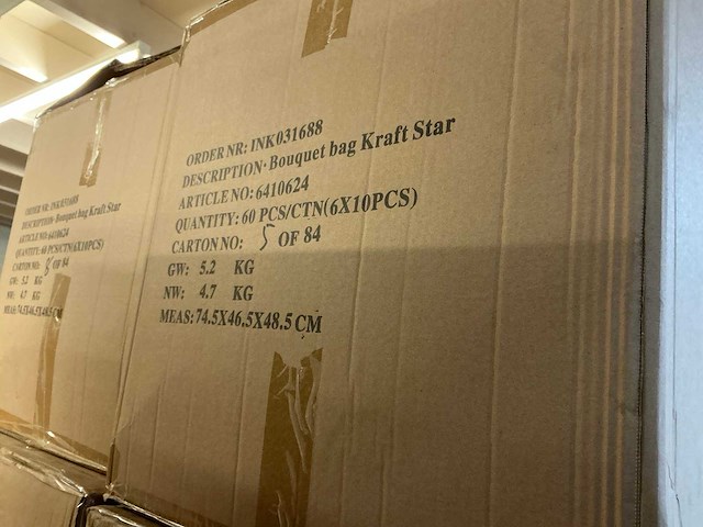 Partij bouquet bags kraft star 23/23x10/10x18cm (480x) - afbeelding 5 van  5