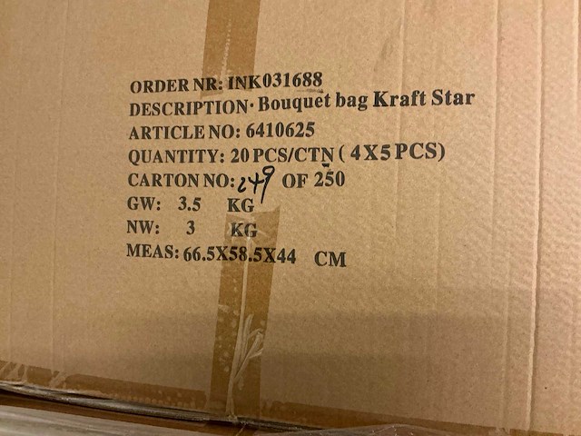 Partij bouquet bags kraft star 26/26x11/11x30cm (160x) - afbeelding 3 van  5