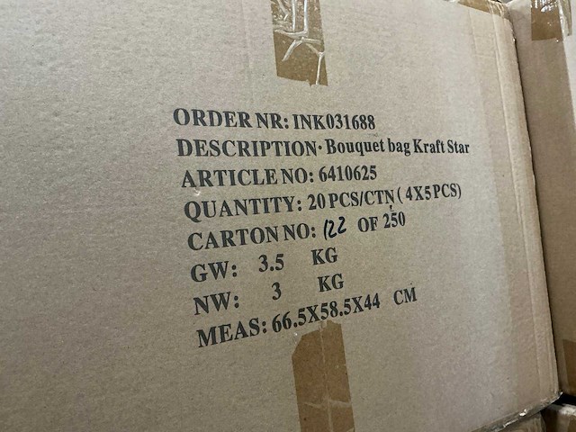 Partij bouquet bags kraft star 26/26x11/11x30cm (160x) - afbeelding 5 van  5