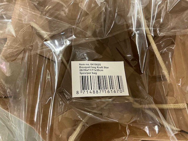 Partij bouquet bags kraft star 26/26x11/11x30cm (160x) - afbeelding 1 van  1