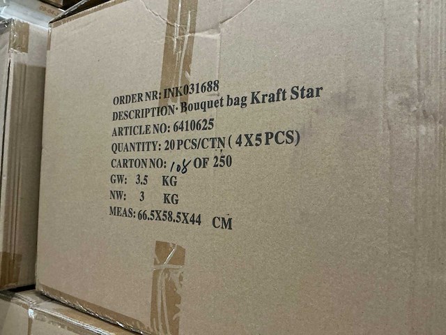Partij bouquet bags kraft star 26/26x11/11x30cm (160x) - afbeelding 3 van  3