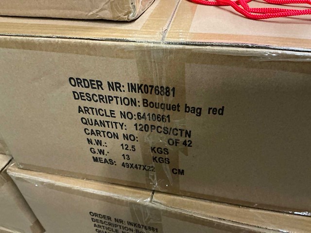 Partij bouquet bags red 20x20x20cm (1030x) - afbeelding 4 van  4