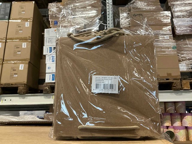 Partij bouquet ribbel bags 24x24x24cm brown (2400x) - afbeelding 3 van  6