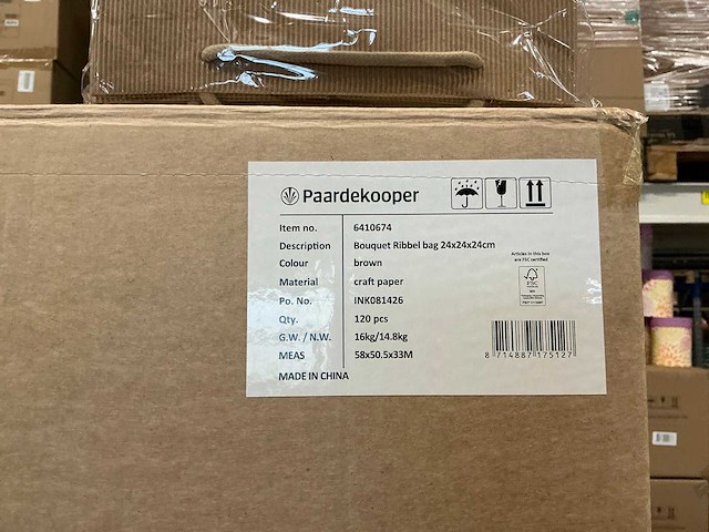 Partij bouquet ribbel bags 24x24x24cm brown (2400x) - afbeelding 6 van  6