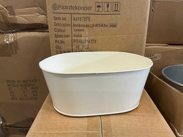 Partij bowl bolton zinc l24xw15xh9,5cm cream metal (480x) - afbeelding 1 van  3