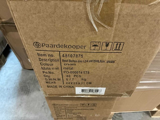 Partij bowl bolton zinc l24xw15xh9,5cm cream metal (480x) - afbeelding 3 van  3