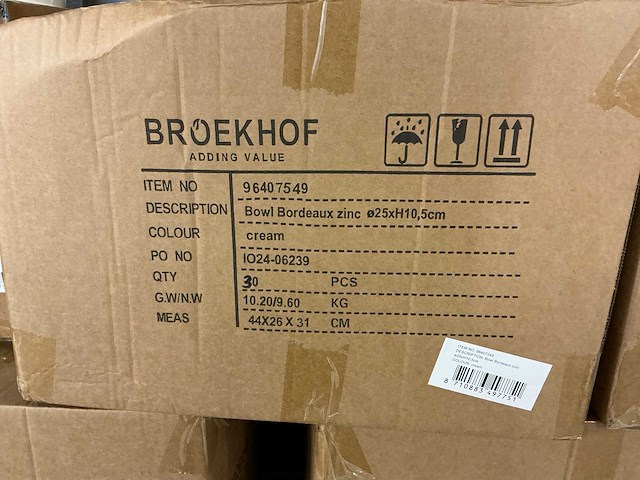 Partij bowl bordeaux zinc ø25xh10,5cm cream (740x) - afbeelding 5 van  5