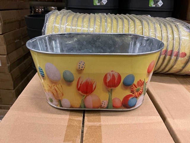 Partij bowl flowering easter zinc 19,5x11,5xh9,3cm (740x) - afbeelding 1 van  4