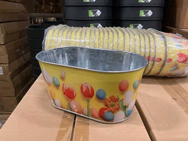 Partij bowl flowering easter zinc 19,5x11,5xh9,3cm (740x) - afbeelding 2 van  4