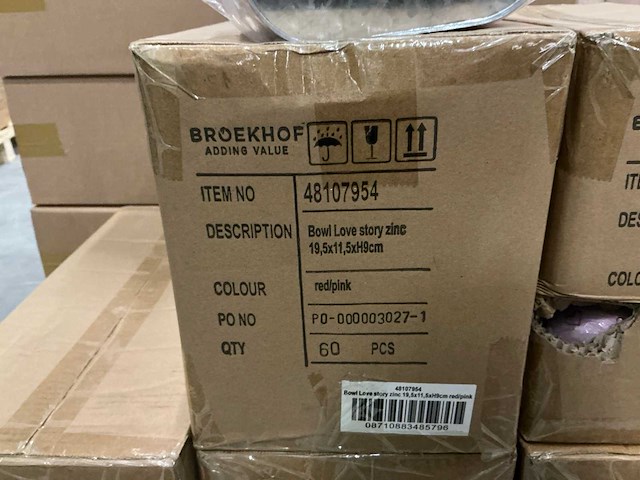 Partij bowl love story zinc 19,5x11,5xh9cm red/pink (300x) - afbeelding 2 van  2