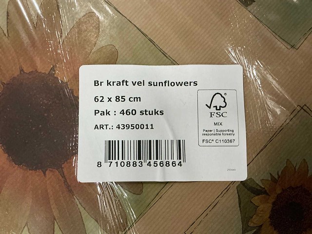 Partij br kraft vellen sunflowers 62x85cm (9200x) - afbeelding 1 van  1