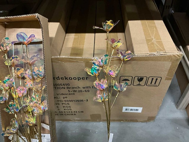 Partij branch with flowers 5xw20x60 iridescent (110x) - afbeelding 2 van  5