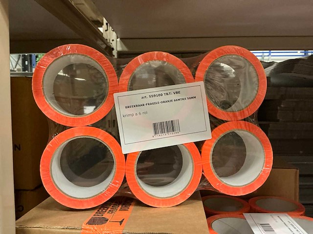 Partij breekbaar-fragile-oranje 66mtr x 50mm (144x) - afbeelding 2 van  3