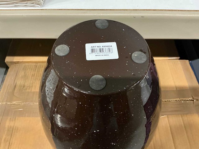 Partij brown speckels oval pot small h25xd25cm (12x) - afbeelding 1 van  2