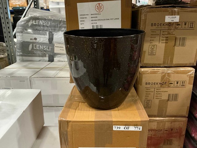 Partij brown speckles oval pot large (18x) - afbeelding 1 van  4