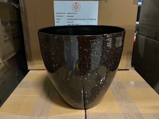 Partij brown speckles oval pot medium (40x) - afbeelding 1 van  5