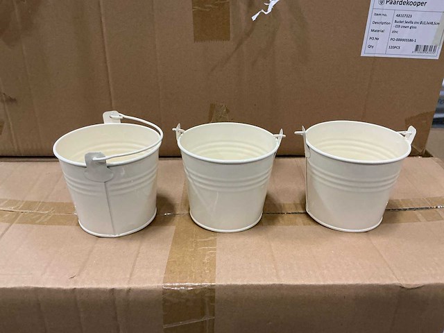 Partij bucket sevilla zinc ø10,3xh8,5cm -es9 cream gloss (1080x) - afbeelding 3 van  6