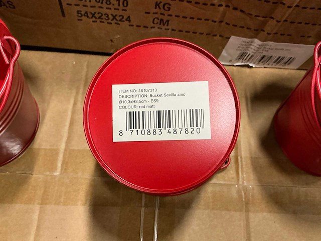 Partij bucket sevilla zinc ø10,3xh8,5cm es9 red matt (1020x) - afbeelding 3 van  5