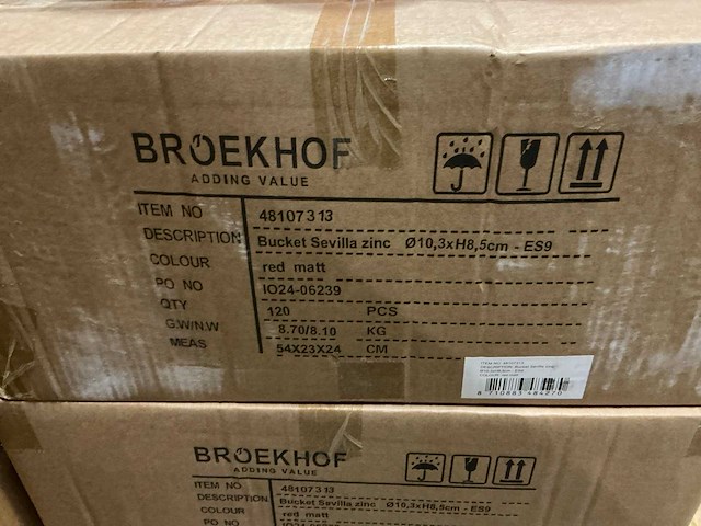 Partij bucket sevilla zinc ø10,3xh8,5cm es9 red matt (1020x) - afbeelding 5 van  5