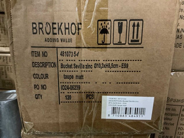 Partij bucket sevilla zinc ø10,3xh8,5cm es9 taupe matt (720x) - afbeelding 5 van  5