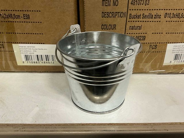 Partij bucket sevilla zinc ø10,3xh8,5cm natural (360x) - afbeelding 1 van  5