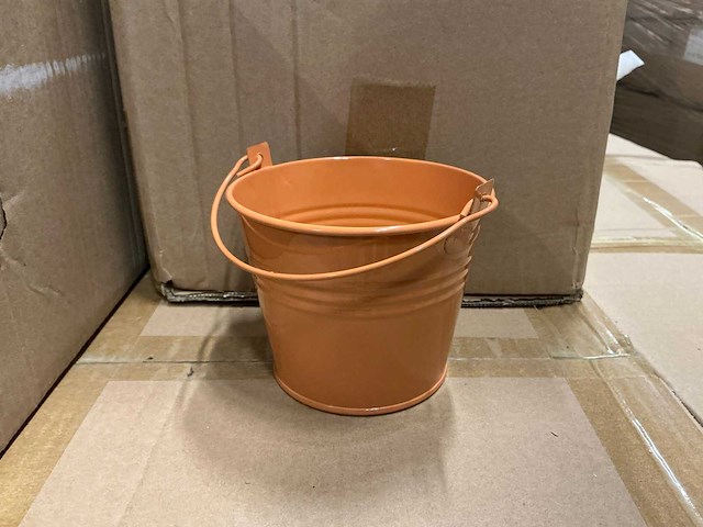 Partij bucket sevilla zinc ø11,7xh9cm orange gloss (1800x) - afbeelding 1 van  5