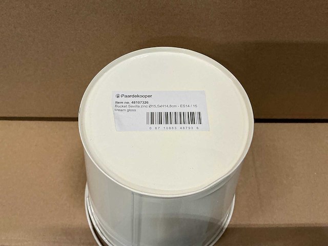 Partij bucket sevilla zinc ø15,5xh14,8cm es14/15 cream gloss (1440x) - afbeelding 3 van  5