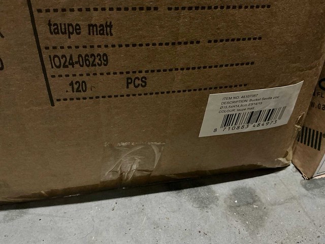 Partij bucket sevilla zinc ø15,5xh14,8cm es14/15 taupe matt (420x) - afbeelding 6 van  6