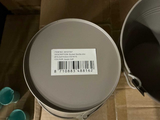 Partij bucket sevilla zinc ø15,5xh14,8cm es14/15 taupe matt (480x) - afbeelding 3 van  5