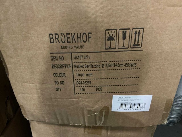 Partij bucket sevilla zinc ø15,5xh14,8cm es14/15 taupe matt (480x) - afbeelding 5 van  5