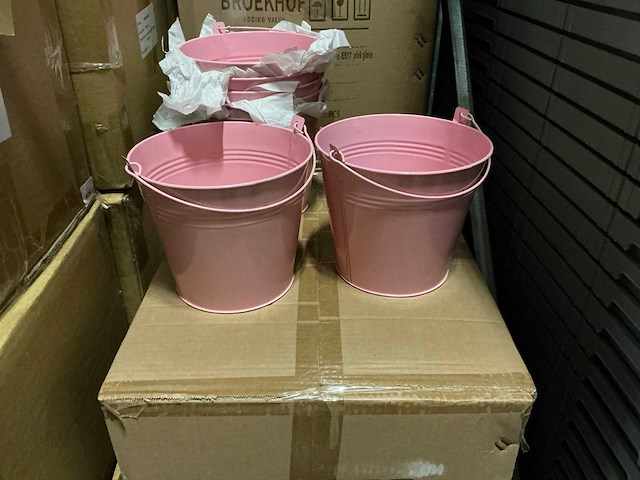 Partij bucket sevilla zinc ø17,8xh15,8cm -es17 pink gloss (440x) - afbeelding 2 van  7