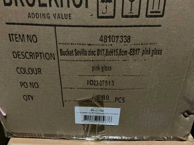 Partij bucket sevilla zinc ø17,8xh15,8cm -es17 pink gloss (440x) - afbeelding 4 van  7