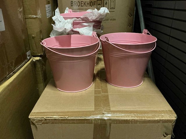 Partij bucket sevilla zinc ø17,8xh15,8cm -es17 pink gloss (440x) - afbeelding 5 van  7