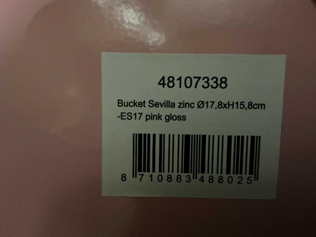 Partij bucket sevilla zinc ø17,8xh15,8cm -es17 pink gloss (440x) - afbeelding 7 van  7