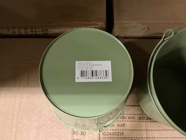 Partij bucket sevilla zinc ø17,8xh15,8cm es17 green matt (998x) - afbeelding 2 van  3