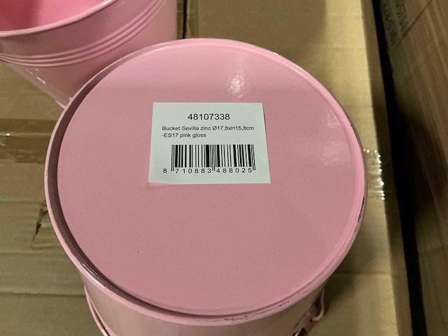 Partij bucket sevilla zinc ø17,8xh15,8cm es17 pink gloss (320x) - afbeelding 3 van  5