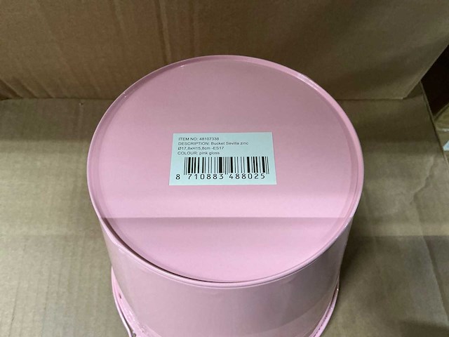 Partij bucket sevilla zinc ø17,8xh15,8cm es17 pink gloss (640x) - afbeelding 3 van  5