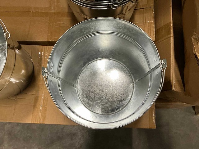 Partij bucket sevilla zinc ø24xh22cm natural (100x) - afbeelding 2 van  5