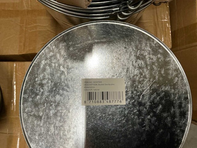 Partij bucket sevilla zinc ø24xh22cm natural (100x) - afbeelding 3 van  5