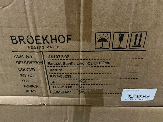 Partij bucket sevilla zinc ø24xh22cm natural (100x) - afbeelding 5 van  5