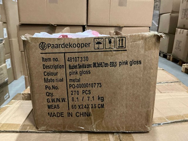 Partij bucket sevilla zinc ø6,3xh5,7cm es5,5 pink gloss (2160x) - afbeelding 4 van  4