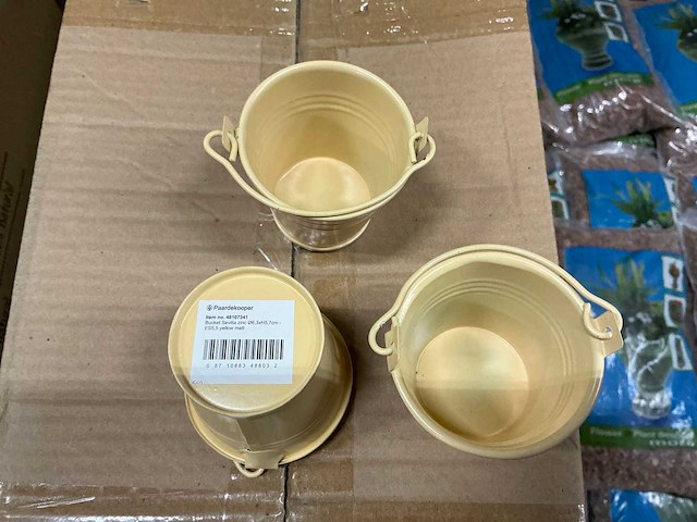 Partij bucket sevilla zinc ø6,3xh5,7cm yellow mat metal (2160x) - afbeelding 2 van  4